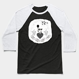 Panda smile with balloon and bird Baseball T-Shirt